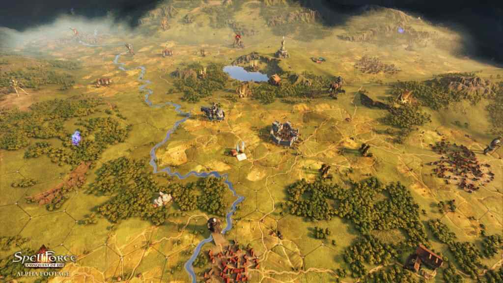 SpellForce Conquest of Eo Alpha Capture d'écran présentant un gameplay et un monde extérieur