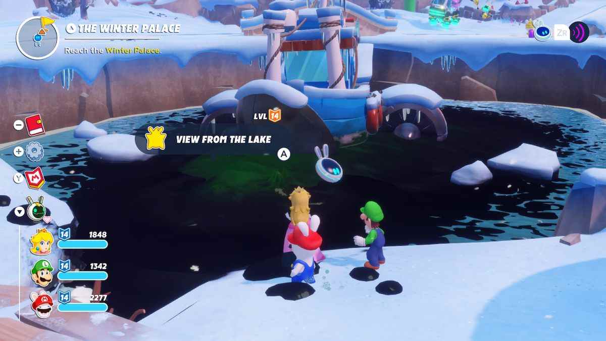 Peach, Luigi et Rabbid Mario se préparent à faire la bataille 
