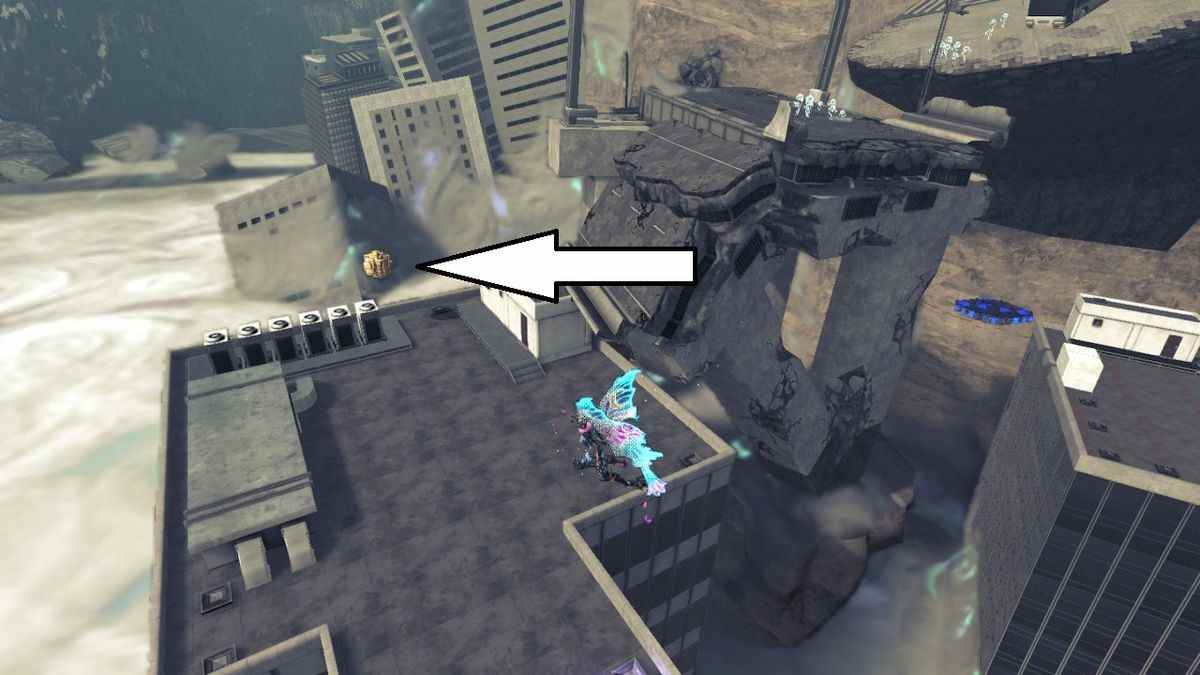 Bayonetta se dresse au sommet d'un immeuble de Bayonetta 3.