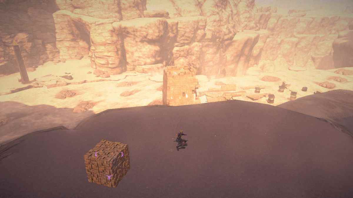 Viola court sur une dune de sable à Bayonetta 3.