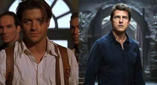 Brendan Fraser and Tom Cruise in their respective Mummy movies