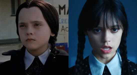 christina ricci in the addams family and jenna ortega in wednesday.