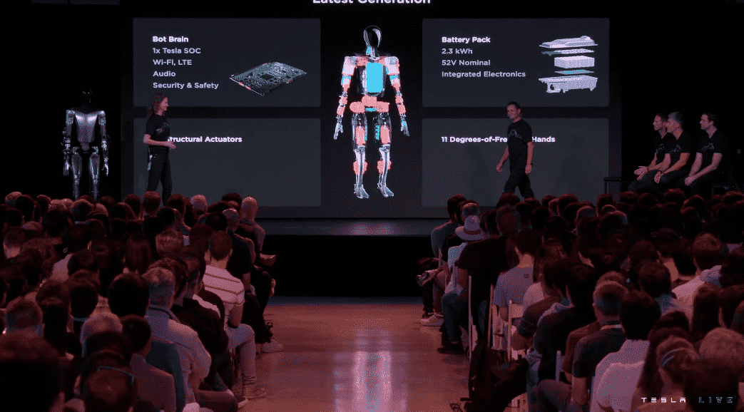 Affichage des spécifications du robot Tesla