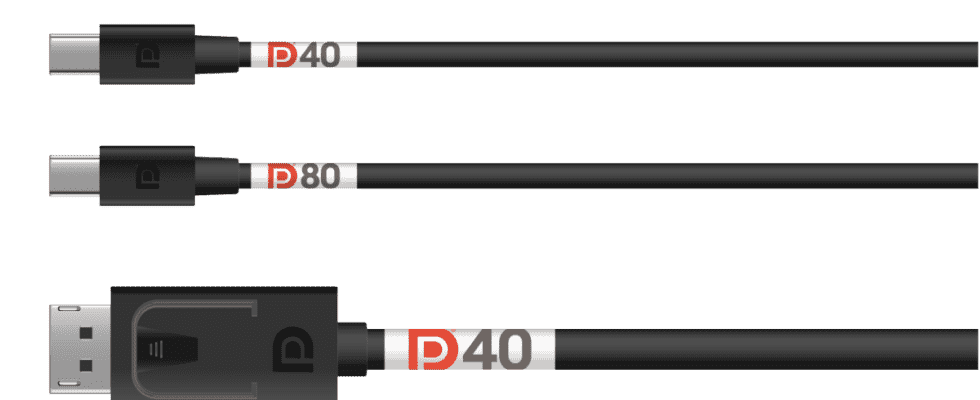 VESA-certified DP40 and DP80 UHBR cables.