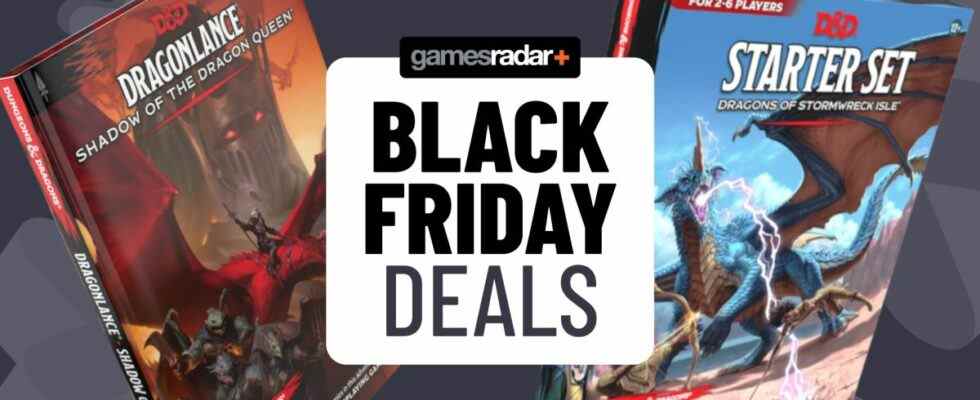 D&D Black Friday deals hero image with Dragonlance: Shadow of the Dragon Queen and the 2022 Starter Set