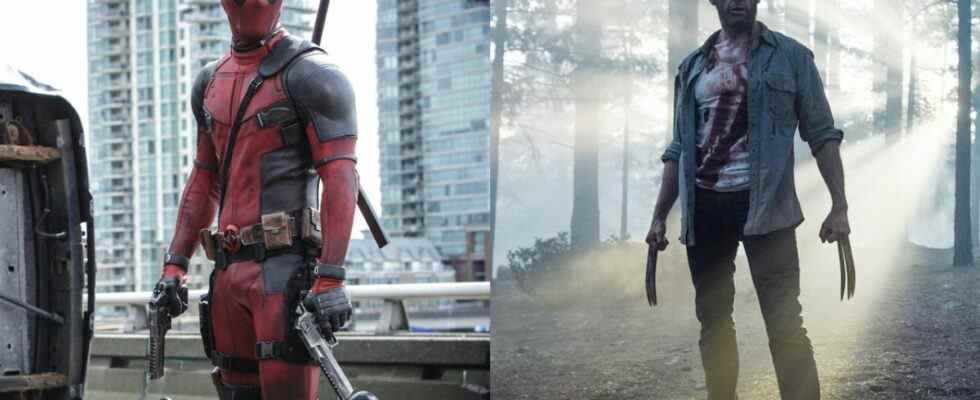 Side-by-side pictures of Ryan Reynolds as Deadpool and Hugh Jackman as Wolverine in Logan