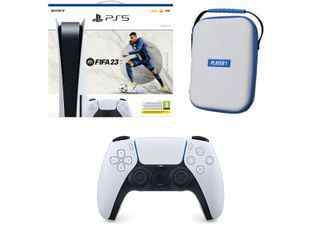 Pack PS5 avec FIFA 23 et manette DualSense blanche avec étui
