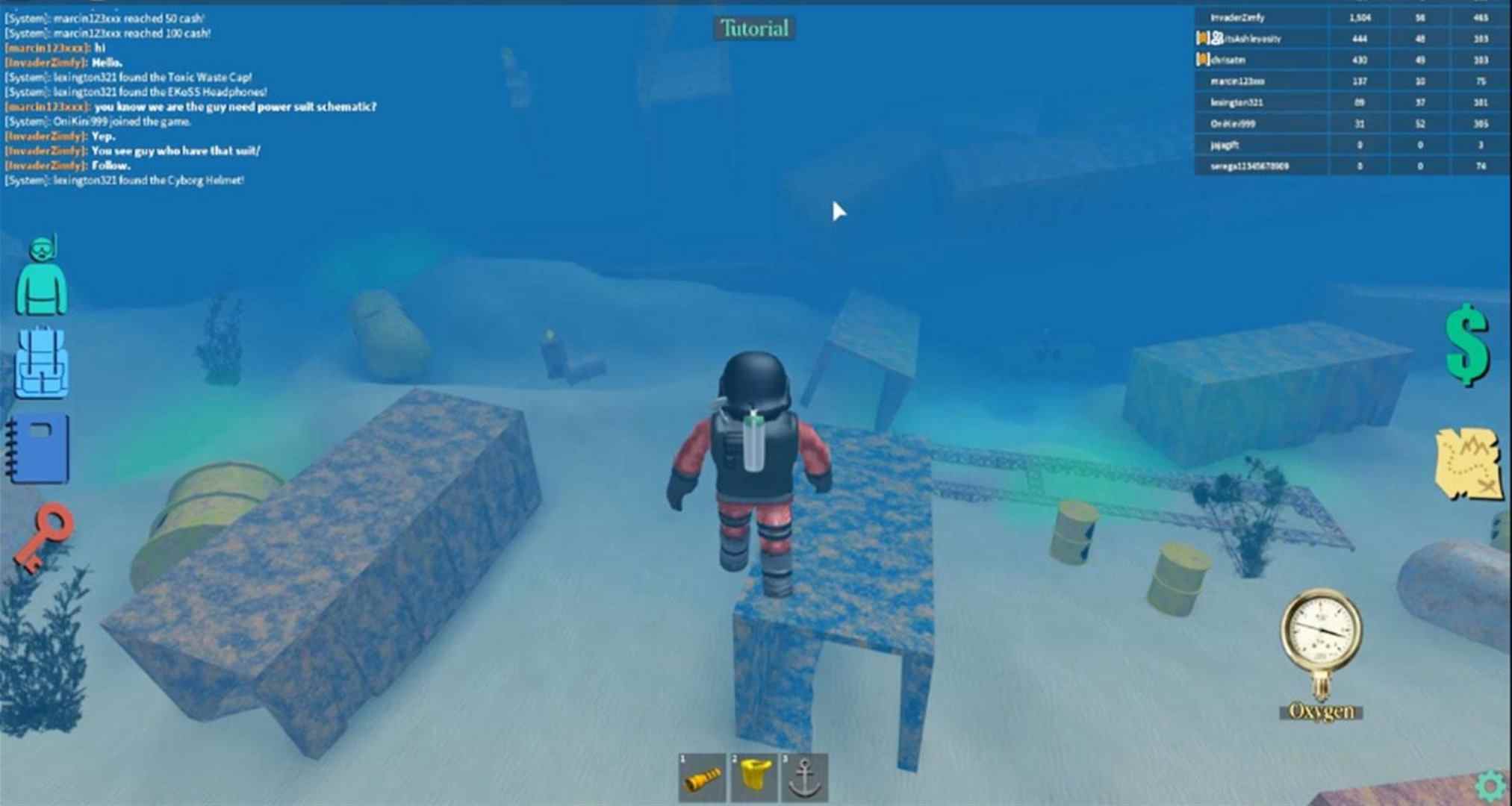 meilleurs jeux Roblox : un personnage Roblox en scaphandre sous l'eau
