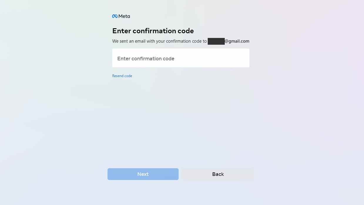 Une capture d'écran montrant un code de confirmation a été envoyée