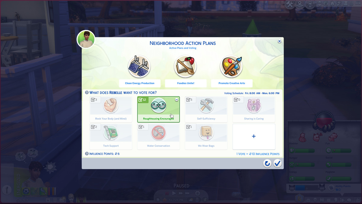 Les Sims 4 - Un joueur vote pour une politique de logement difficile dans son quartier local pour encourager les bagarres