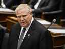 Le premier ministre de l'Ontario, Doug Ford, s'exprime à l'intérieur de l'Assemblée législative, à Toronto, le mercredi 14 septembre 2022. Christophe Katsarov
