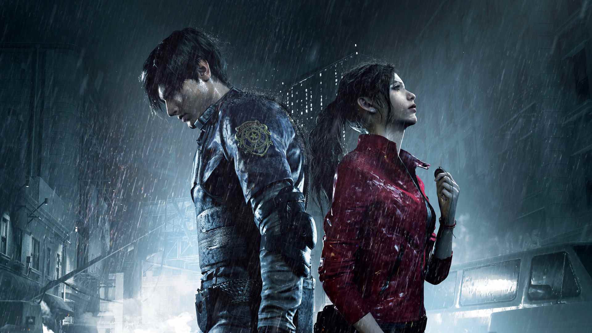 Resident Evil 2 - Léon et Claire sous la pluie