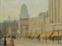 Paysage urbain : The Gay Yellow Awnings de Marion Long, v.  1931, huile sur carton, 26,7 × 21,4 cm.