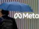 Le logo de Meta Inc. à Davos, en Suisse. 