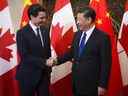 Le premier ministre Justin Trudeau rencontre le président chinois Xi Jinping au Diaoyutai State Guesthouse à Pékin, en Chine, le mardi 5 décembre 2017.