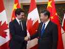 Le premier ministre Justin Trudeau rencontre le président chinois Xi Jinping au Diaoyutai State Guesthouse à Pékin, en Chine, le mardi 5 décembre 2017. 