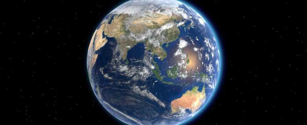 Earth seen from space 3D rendering