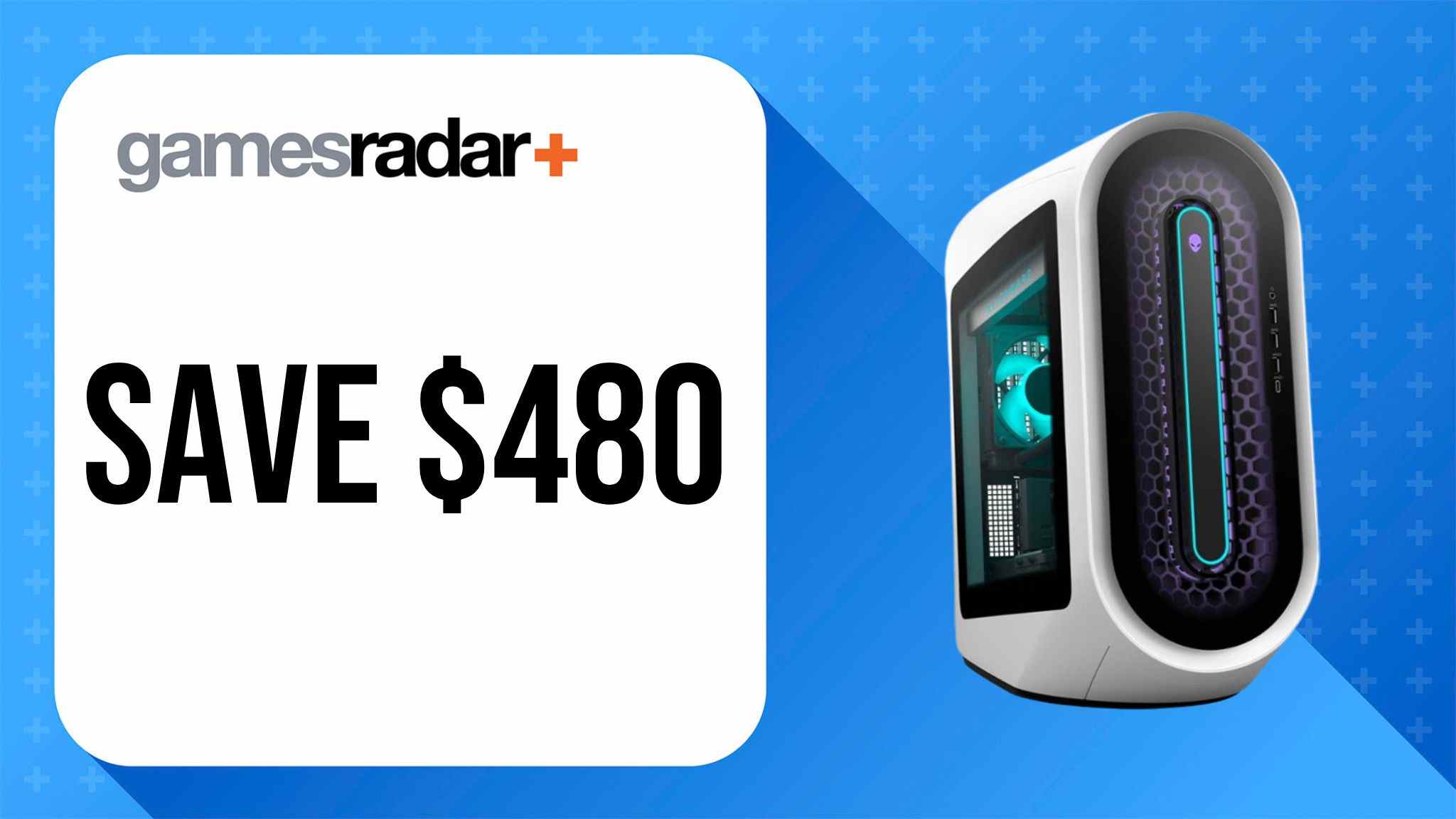 Image de l'offre Alienware Aurora R13 avec une économie de 480 $ et un fond bleu