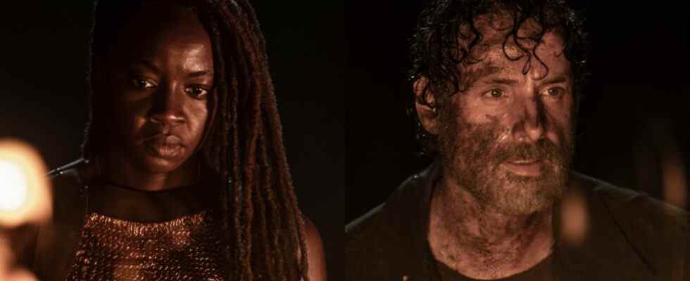 Danai Gurira as Michonne cropped next to Andrew Lincoln as Rick Grimes for The Walking Dead series finale