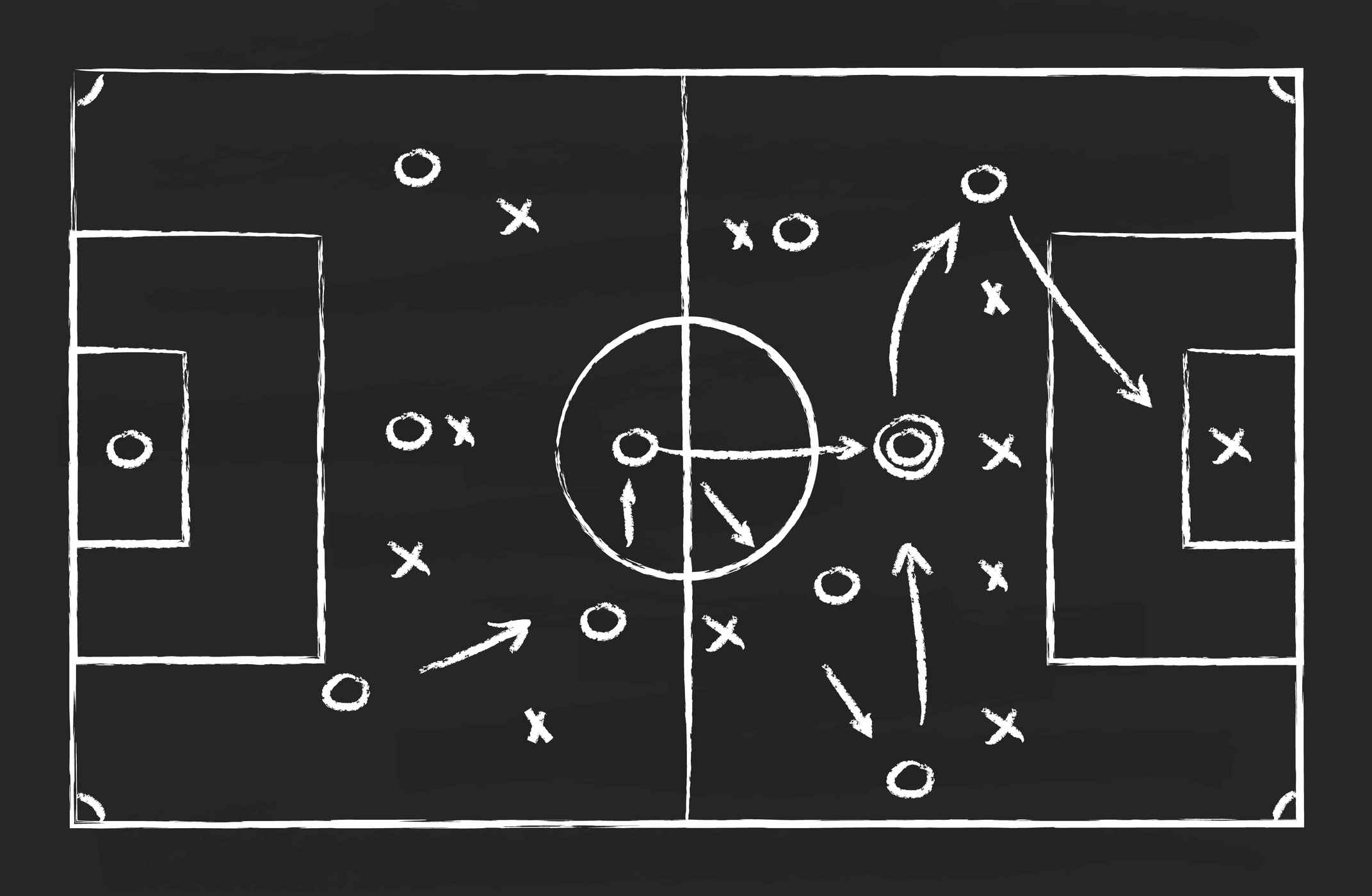 Tableau noir montrant la stratégie de football
