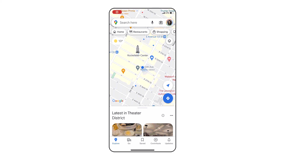 Gif de la nouvelle fonctionnalité de Google Maps qui montre une vue AR de certaines villes
