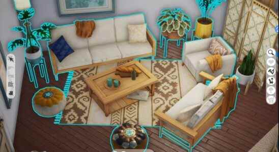 The Sims 5 in development screenshot - A livingroom with several objects selected