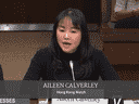 Aileen Calverley de Hong Kong Watch témoigne devant un comité de la Chambre des communes concernant des rapports selon lesquels la République populaire de Chine a ouvert trois postes de police autour de Toronto. 