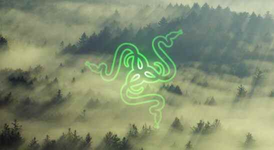 Razer logo on a misty forest backdrop
