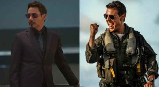 From left to right: Tony Stark in Avengers: Age of Ultron and Maverick in Top Gun: Maverick