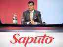 Le chef de la direction de Saputo inc., Lino Saputo Jr., lors de l'assemblée générale annuelle de l'entreprise en 2018.