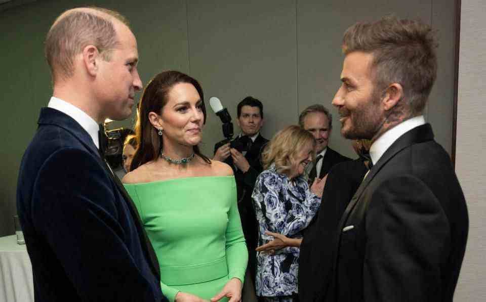 Le prince et la princesse de Galles parlent à David Beckham - WireImage