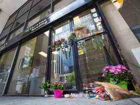 Une photo d'archive de 2018 montre l'extérieur de la salle de lecture de la Science Chrétienne dans un immeuble de l'avenue Laurier après l'attaque mortelle d'Elisabeth Salm.