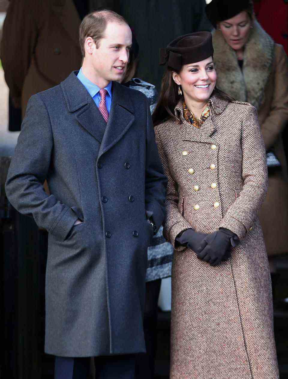 Le prince et la princesse de Galles au service religieux du jour de Noël à Sandringham en 2014