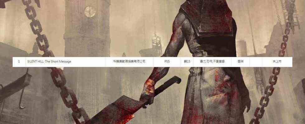 Silent Hill: The Short Message évalué pour PS5 à Taiwan
