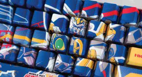 close up view of mobile suit gundam keycaps