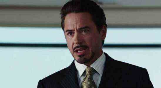 Robert Downey Jr as Tony Stark at the end of Iron Man