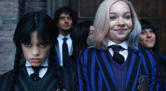 Jenna Ortega as Wednesday Addams, Emma Myers as Enid Sinclair in episode 102 of Wednesday