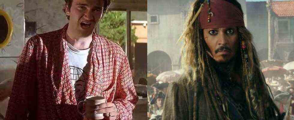Quentin Tarantino in Pulp Fiction and Johnny Depp in Pirates of the Caribbean