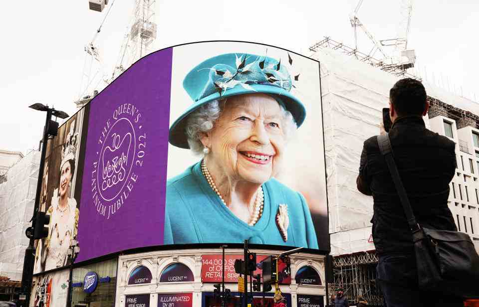 L'image de la reine à Piccadilly Circus