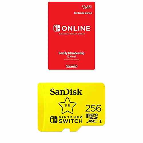 Abonnement familial en ligne Nintendo Switch (12 mois) + carte microSDXC SanDisk 256 Go