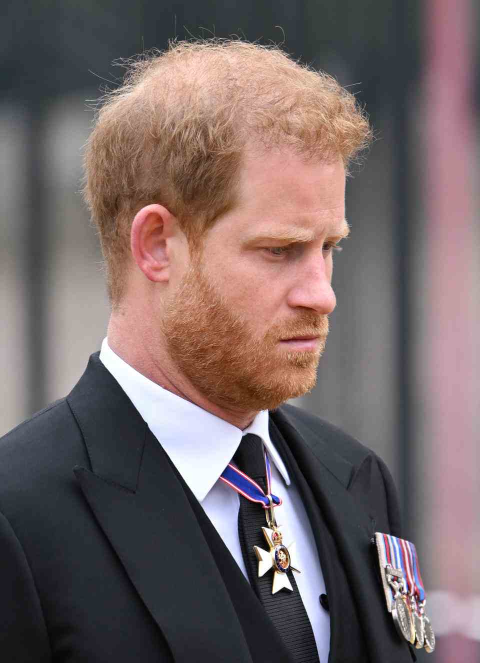  Le prince Harry, duc de Sussex aux funérailles nationales de la reine Elizabeth II 
