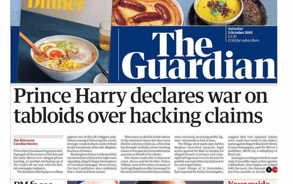 La première page de The Guardian sur le procès médiatique du couple