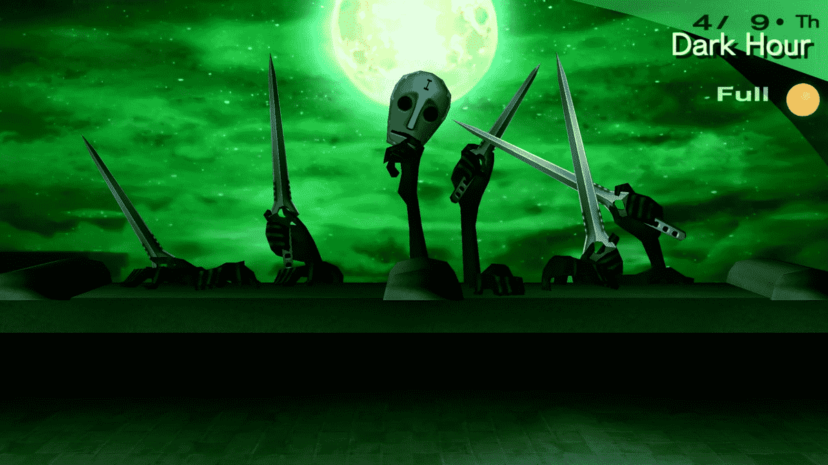 Un paysage verdâtre et cauchemardesque signifie l'arrivée de Dark Hour dans Persona 3 Portable