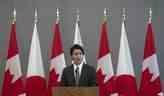 Le Premier ministre canadien Justin Trudeau prononce une allocution lors d'un déjeuner avec le Premier ministre japonais Fumio Kishida, le jeudi 12 janvier 2023 à Ottawa.  