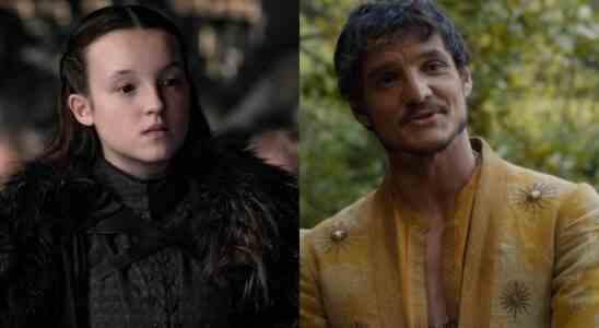 From left to right: Bella Ramsey and Pedro Pascal on Game of Thrones