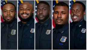 De gauche à droite, les policiers de Memphis Demetrius Haley, Desmond Mills, Jr., Emmitt Martin III, Justin Smith et Tadarrius Bean.