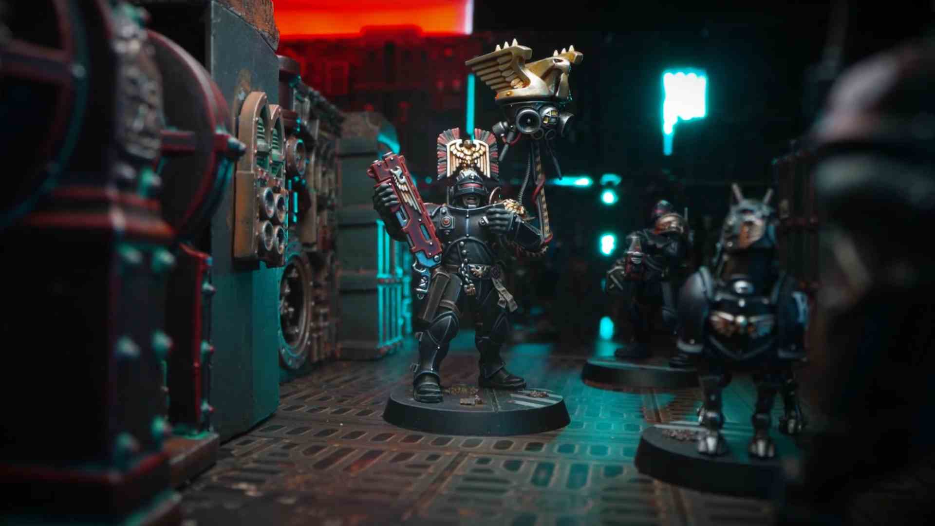 Image promotionnelle de Warhammer 40,000 Kill Team: Soulshackle avec la police de l'espace luttant dans les profondeurs d'un vaisseau spatial