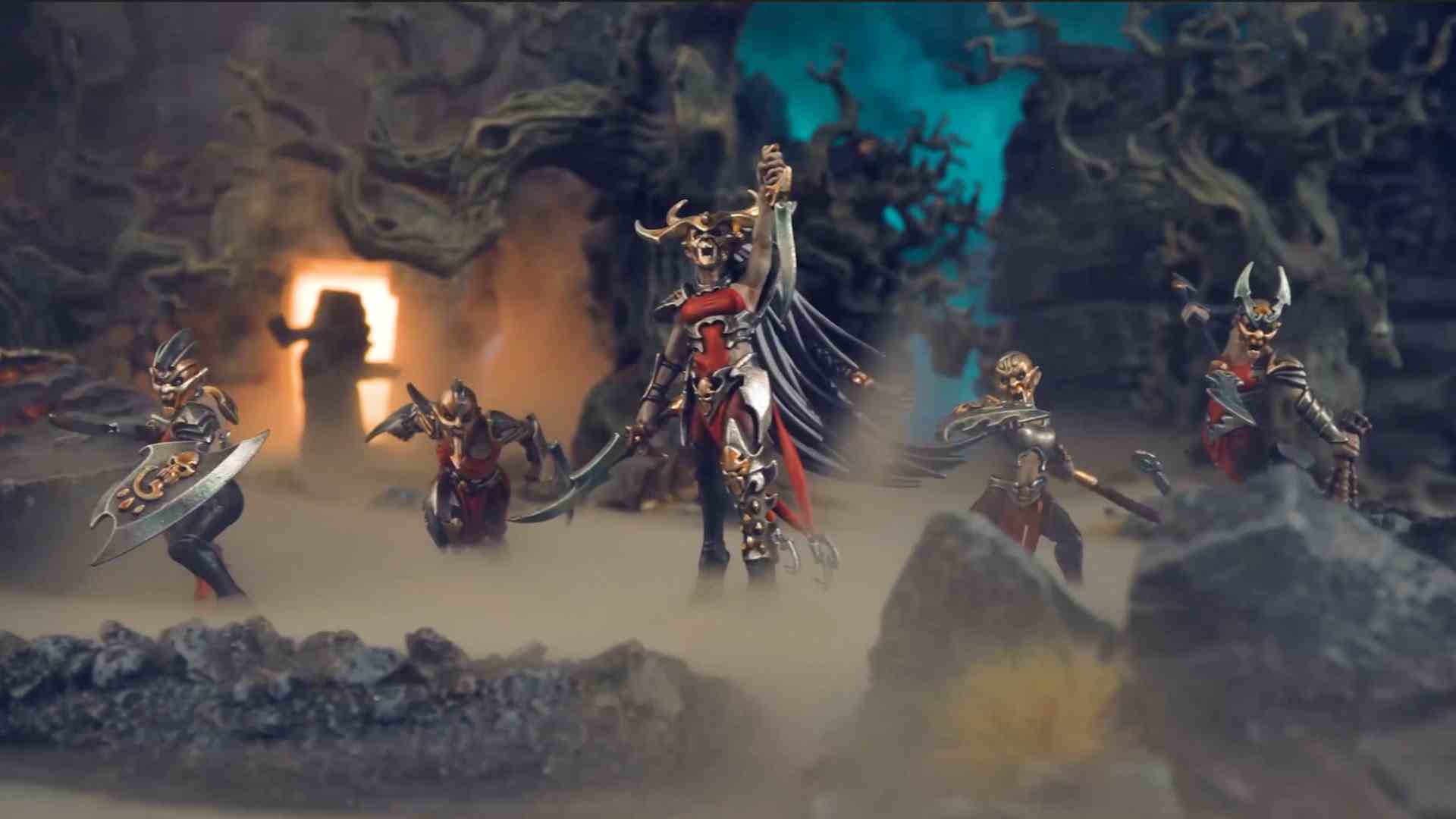 Warhammer Underworlds: Gnarlwood - Miniatures Arenai de Gryselle sur un champ de bataille brumeux