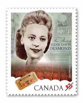 Ottawa devrait également marquer le Mois de l'histoire des Noirs en récompensant Viola Desmond, la femme d'Halifax figurant sur le billet de 10 $ pour avoir dirigé une manifestation en 1946 contre la ségrégation raciale d'un théâtre.  Ci-dessus, son portrait sur un timbre de 2012.