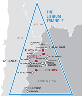 Carte du projet d'Argentine Lithium.  FOURNI